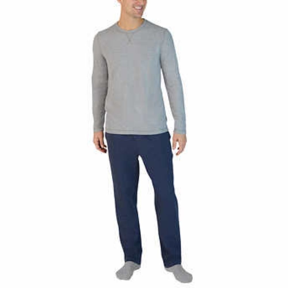 Eddie Bauer Men’s Top & Bottom Lounge Set, Blue, Grey